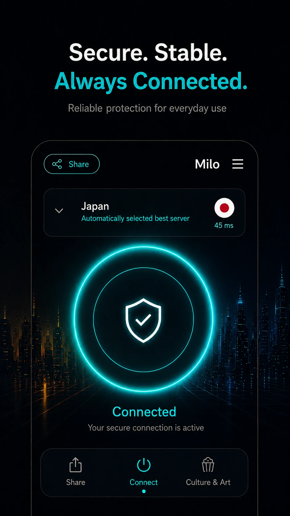 Milo VPN - Strong VPN screenshot